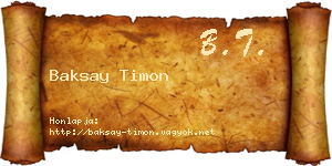 Baksay Timon névjegykártya